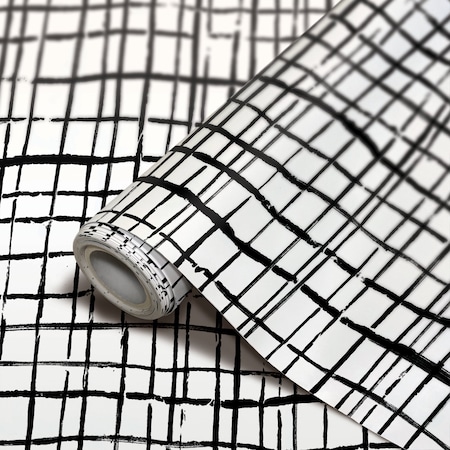 Teacher Created Resources Peel and Stick Decorative Paper Roll, 17-1/2'' x 10 ft, Black Freestyle Grid TCR70009